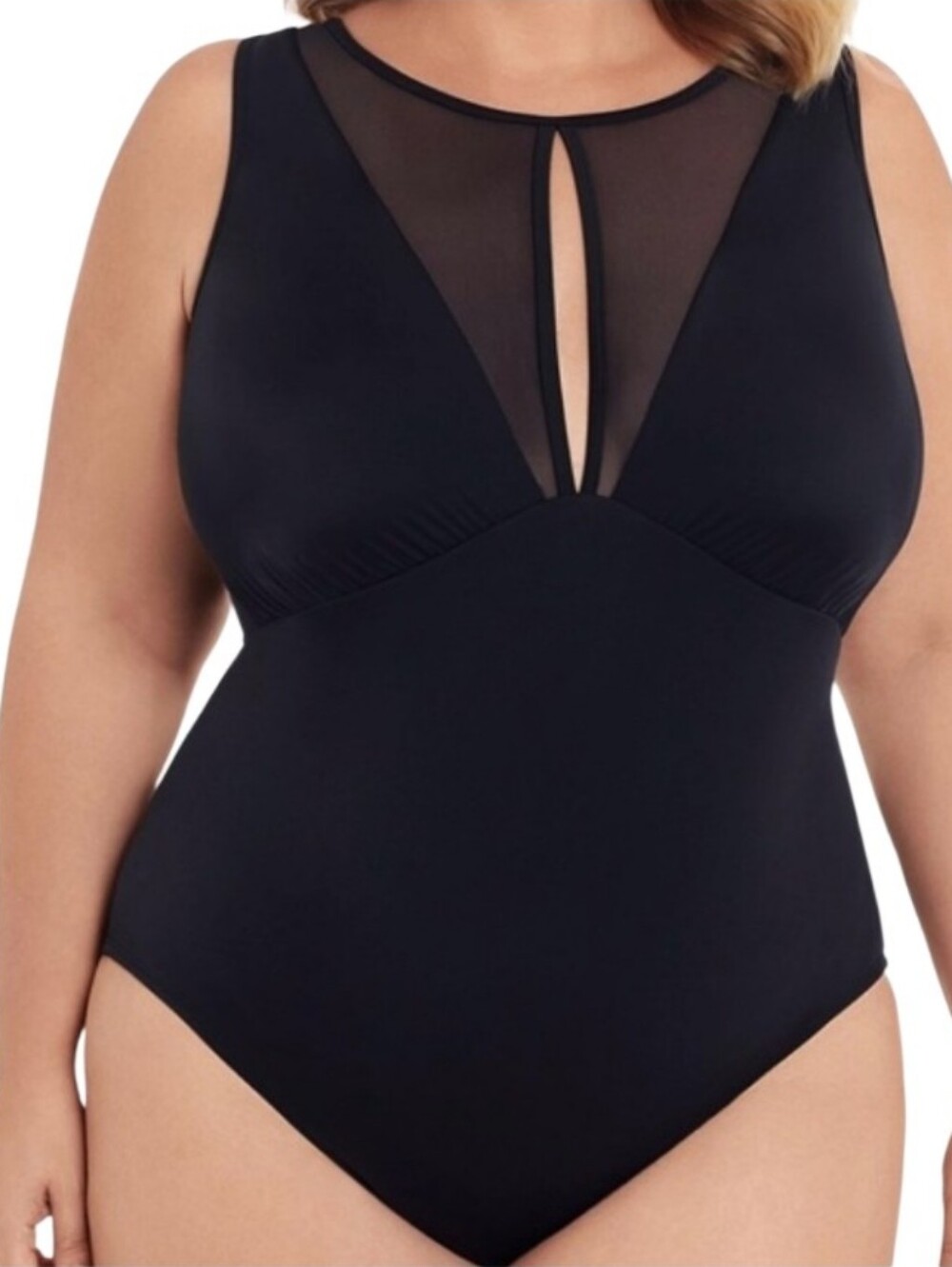 Plus Size Black Mesh One-Piece Swimsuit Nwt Sz 3x